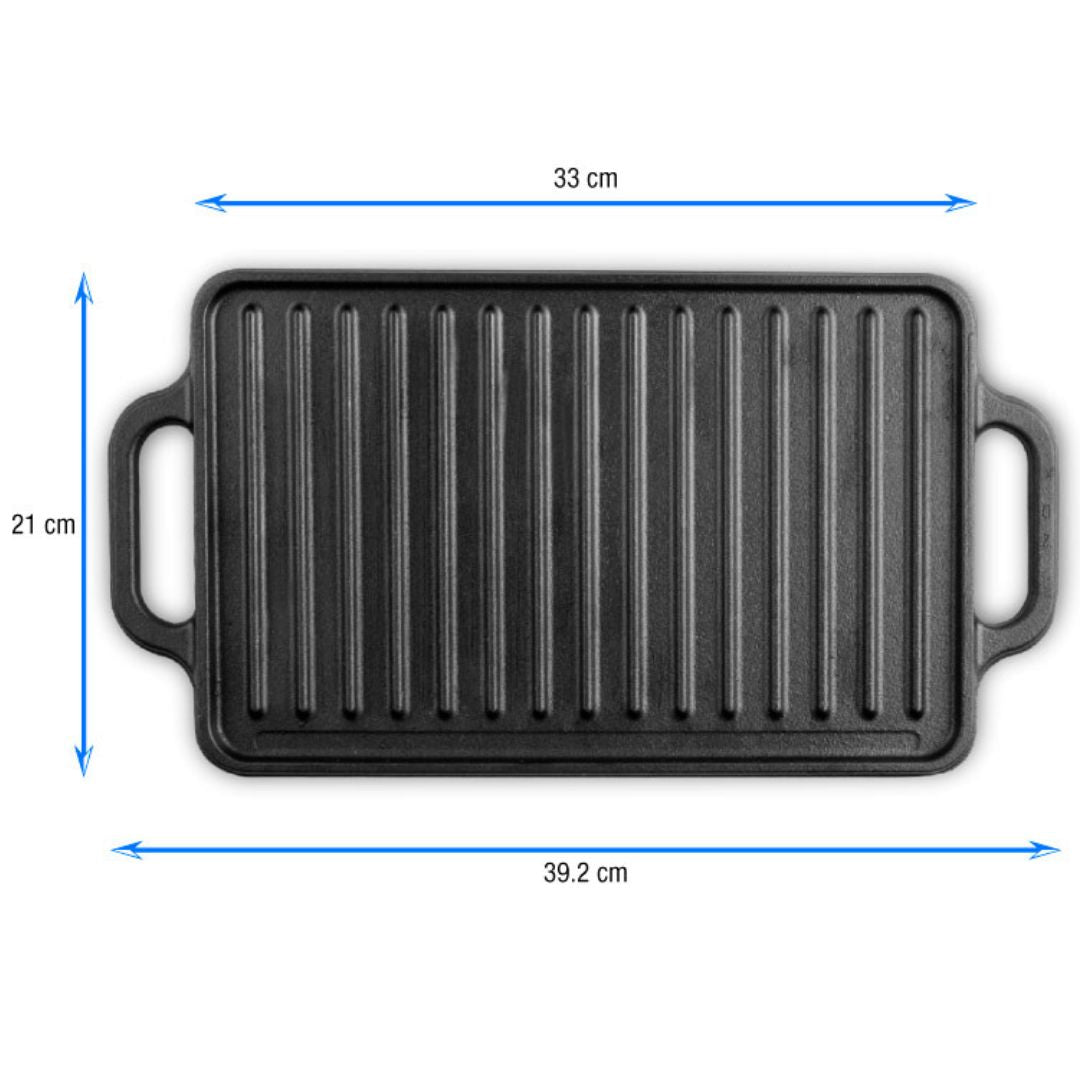 Plancha Reversible Hierro Fundido Precurado 33 x 21 cm